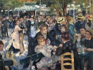 Dance at Le Moulin de la Galette (1876). Oil on canvas, 131 × 175 cm (52 × 69 in). Musée d'Orsay, Paris - history of Impressionism by PARIS BY EMY