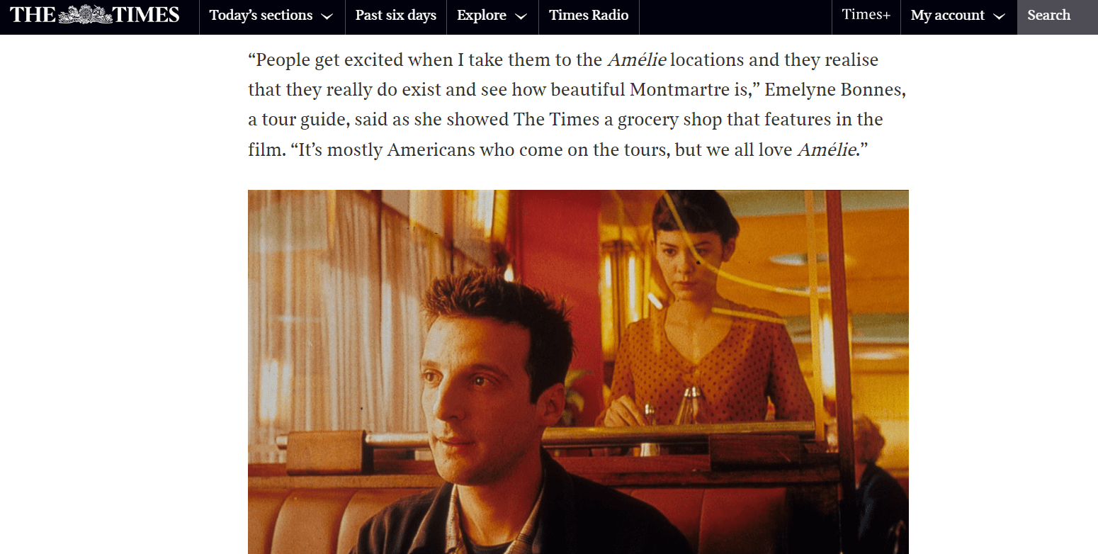 Amelie movie tour by Emelyne Bonnes PARIS BY EMY interview with the Times magazine